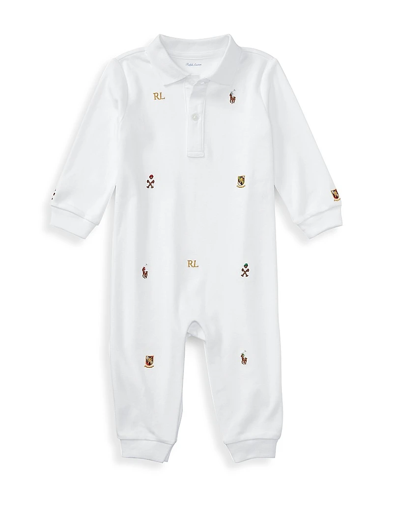 Baby Boy's Embroidered Cotton Coverall