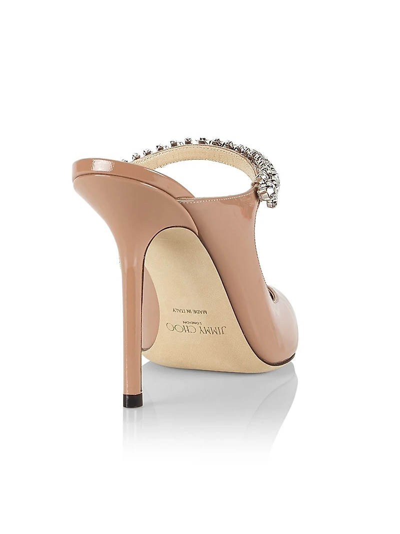 Bing 100MM Embellished Patent Leather Mules