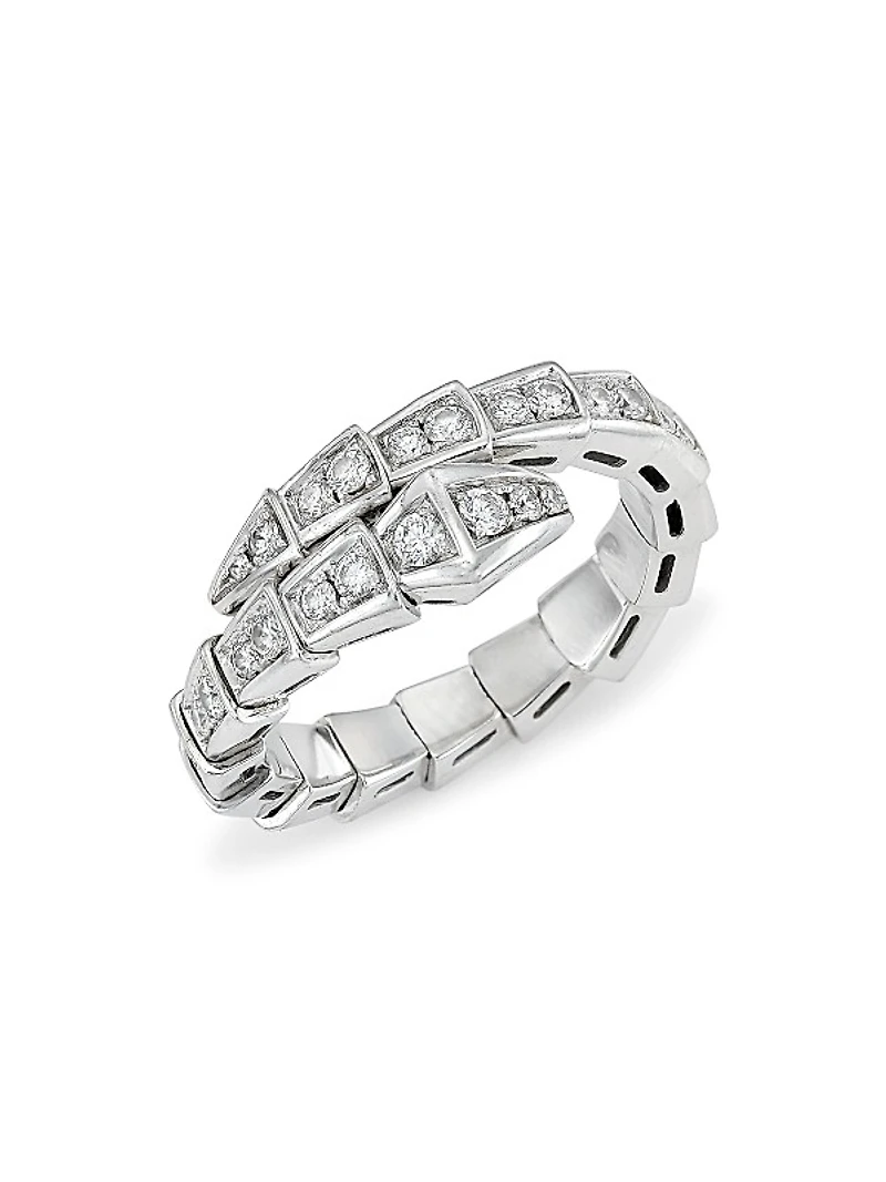 Serpenti Viper 18K White Gold & Diamond Wrap Ring