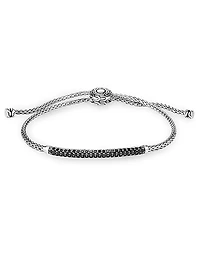 Chain Sterling Silver, Black Spinel & Black Sapphire Mini Rope Bracelet