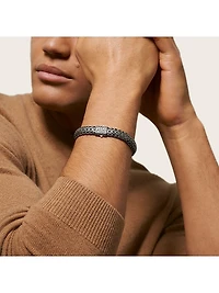 Chain Collection Black Rhodium-Plated Sterling Silver Engraved Bracelet