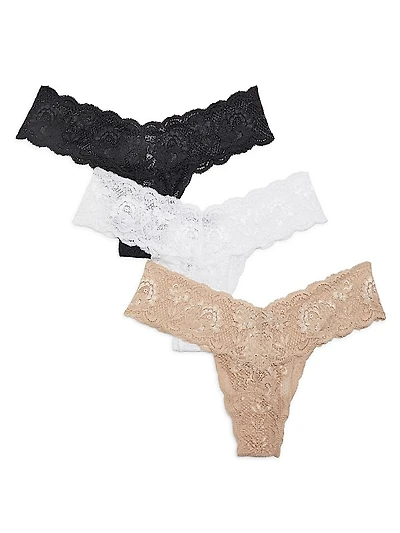 Never Say Never 3-Pack Low-Rise Lace Thong Set