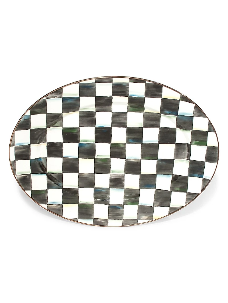 Checked Oval Platter