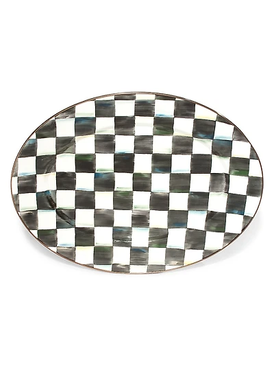 Checked Oval Platter