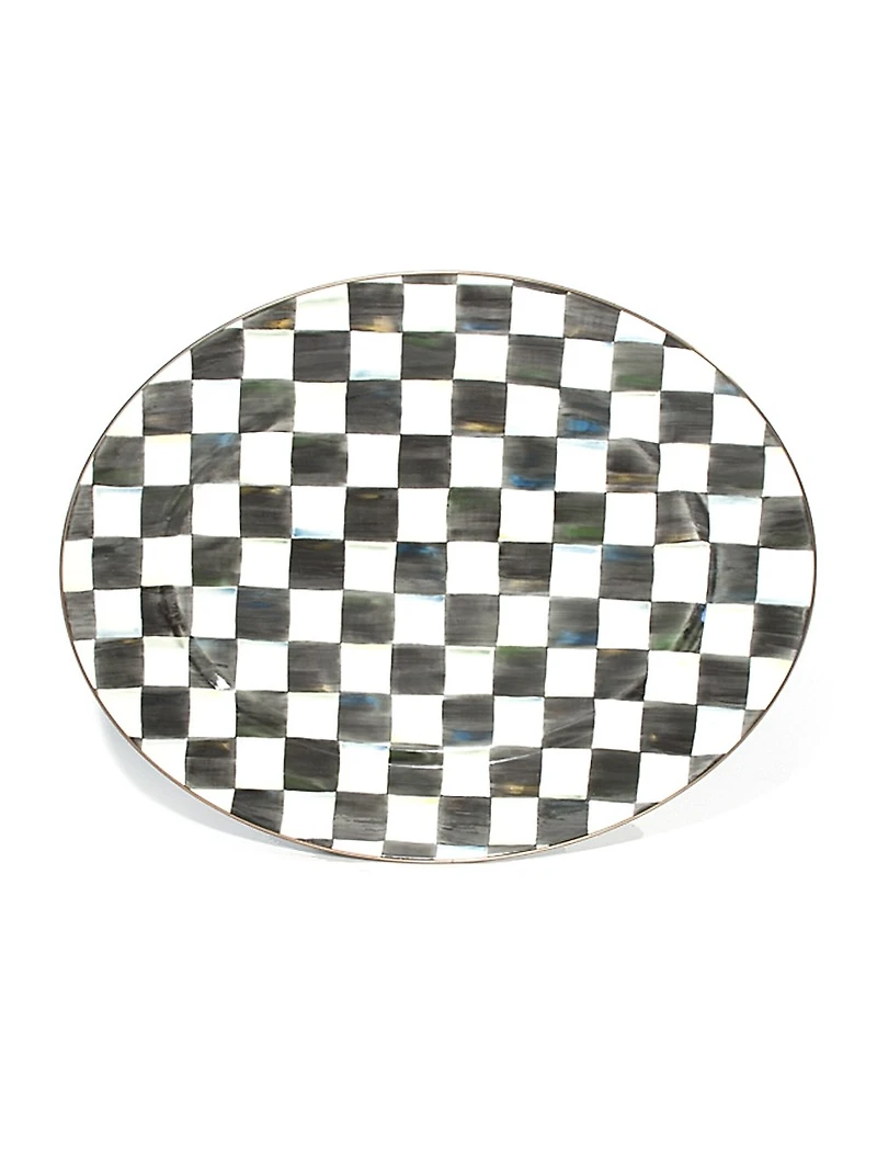 Checked Oval Platter