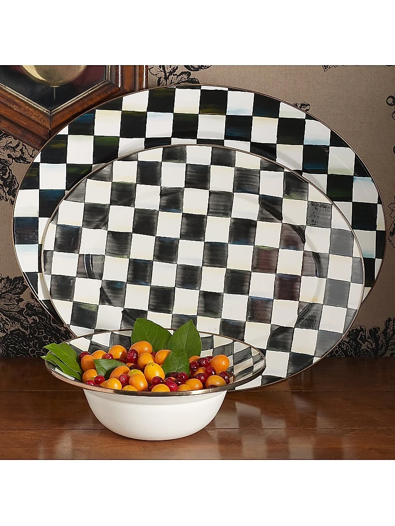 Checked Oval Platter
