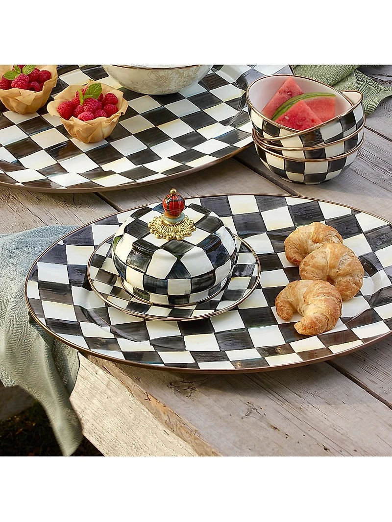 Checked Oval Platter