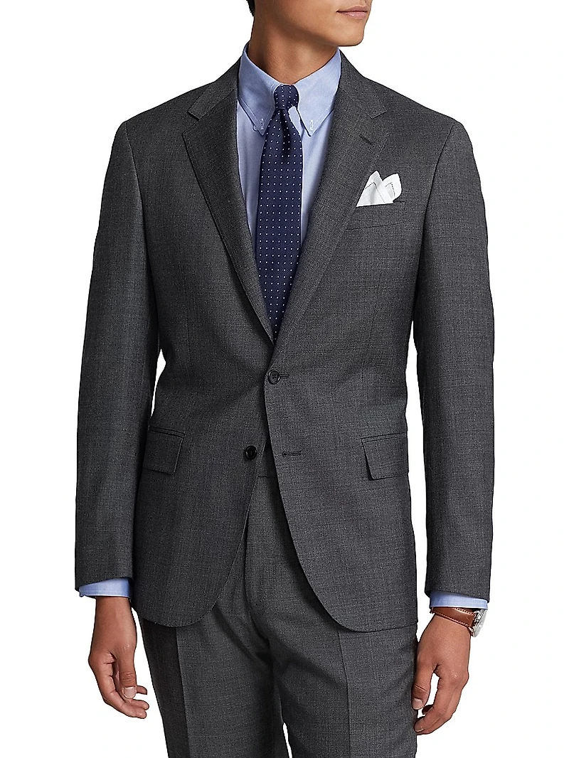 Sharkskin Wool Single-Breasted Suit