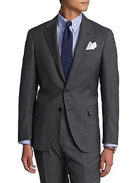 Sharkskin Wool Single-Breasted Suit