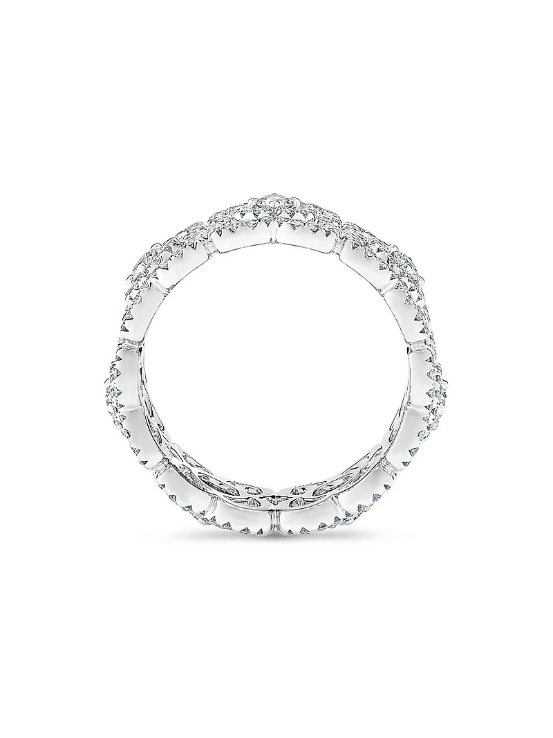 Enchanted Lotus Diamond & 18K White Gold Band Ring