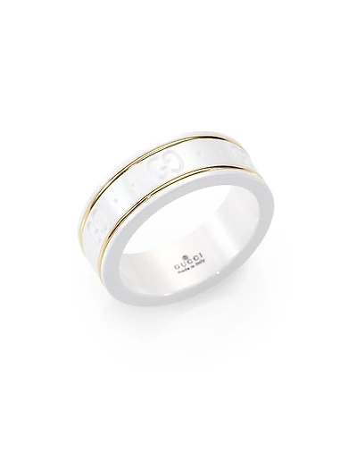 18K Yellow Gold & Zirconia Icon Thin Ring