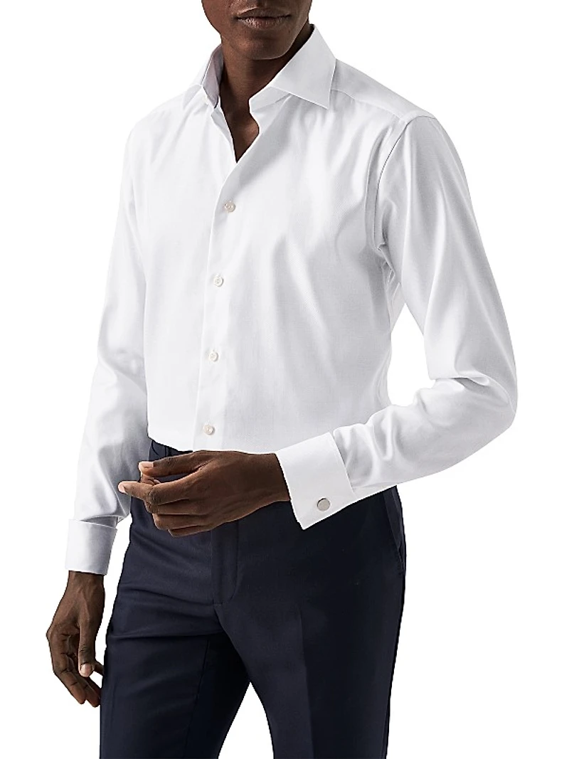 Contemporary-Fit Cavalry Twill French-Cuff Dress Shirt