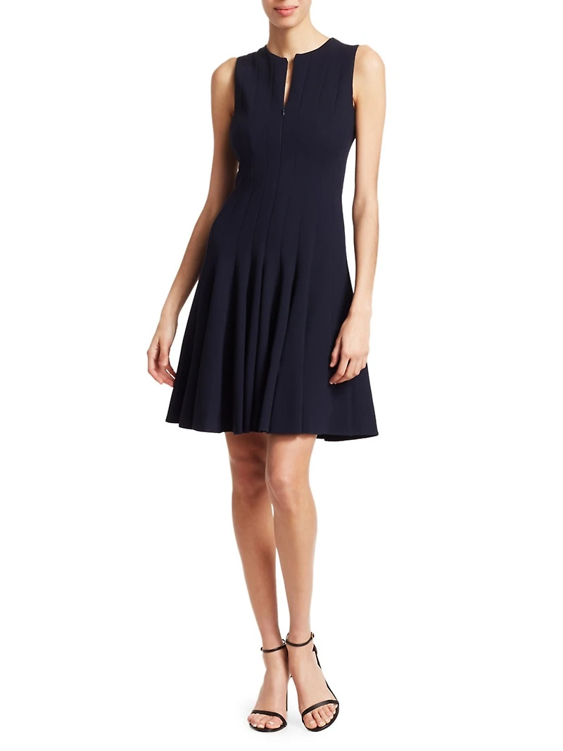 Zipper-Accented Wool Dress