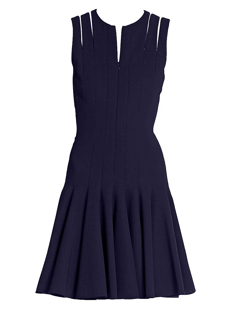 Zipper-Accented Wool Dress