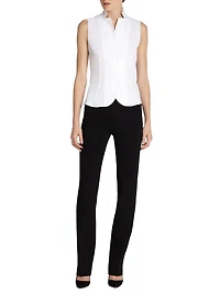 Stretch-Cotton Revers Collar Blouse