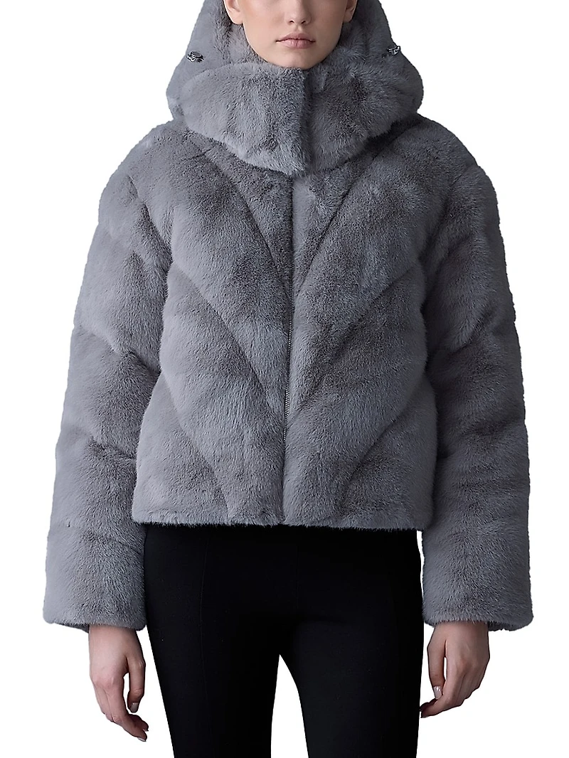 Anik Brushed Faux-Fur Down Jacket