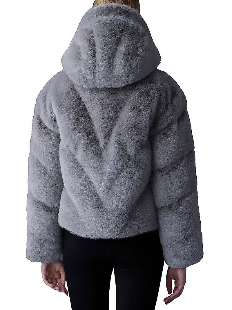 Anik Brushed Faux-Fur Down Jacket