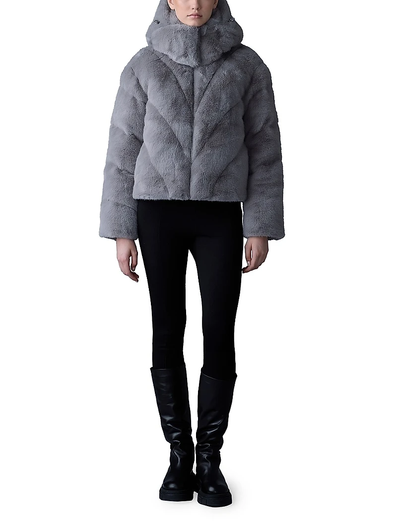 Anik Brushed Faux-Fur Down Jacket