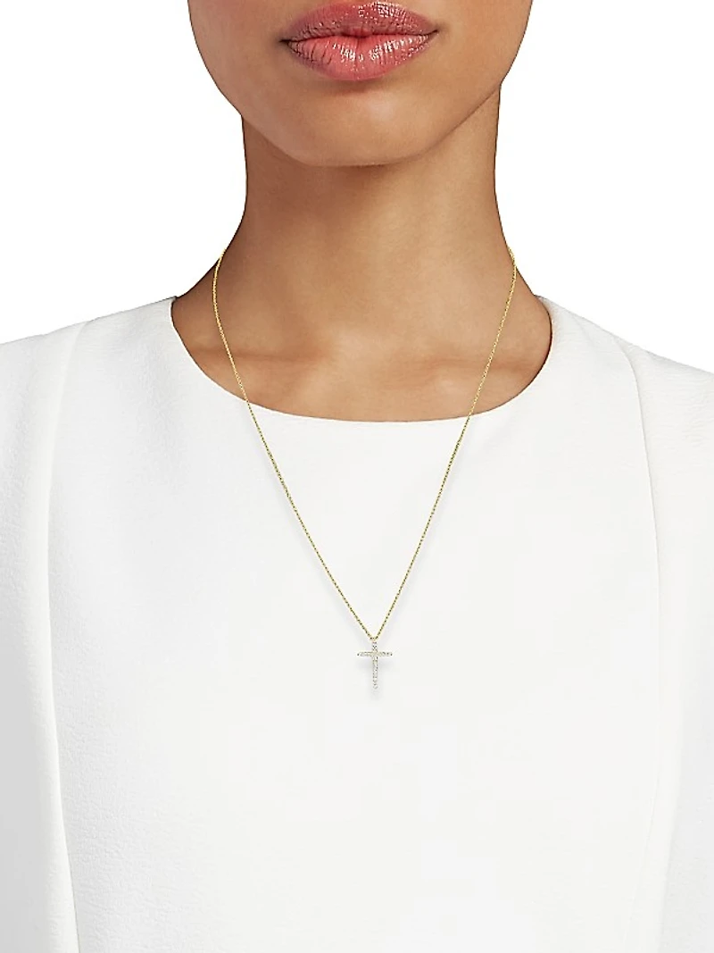 Tiny Treasures 18K Yellow Gold & Diamond Cross Pendant Necklace