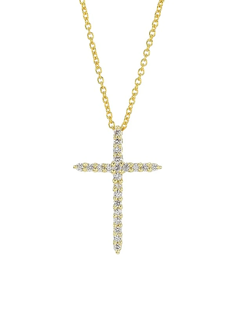 Tiny Treasures 18K Yellow Gold & Diamond Cross Pendant Necklace