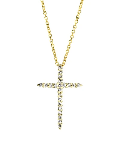 Tiny Treasures 18K Yellow Gold & Diamond Cross Pendant Necklace