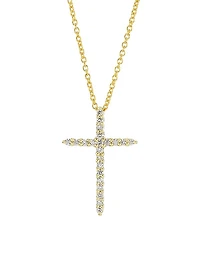 Tiny Treasures 18K Yellow Gold & Diamond Cross Pendant Necklace