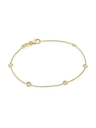 Tiny Treasures 18K Yellow Gold & Diamond Bezel Station Bracelet