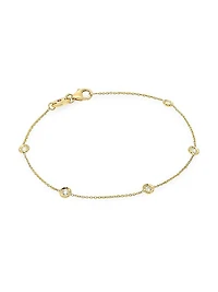 Tiny Treasures 18K Yellow Gold & Diamond Bezel Station Bracelet