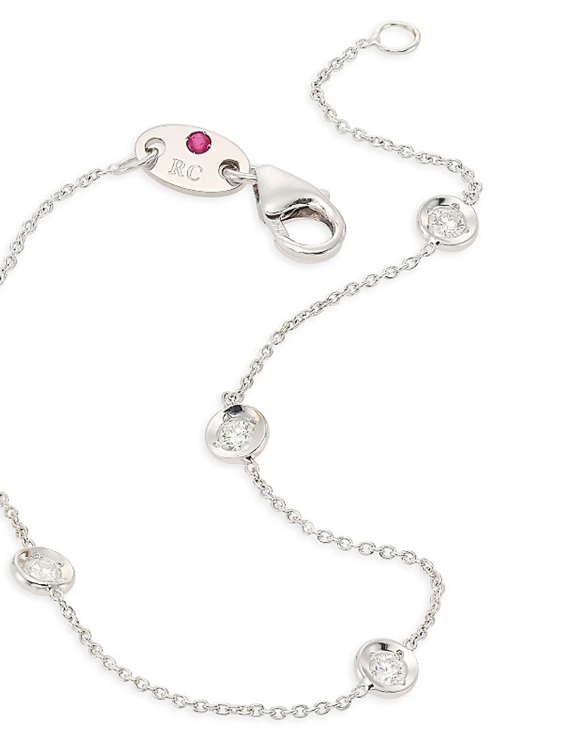 Tiny Treasures 18K White Gold & Diamond Bezel Station Bracelet