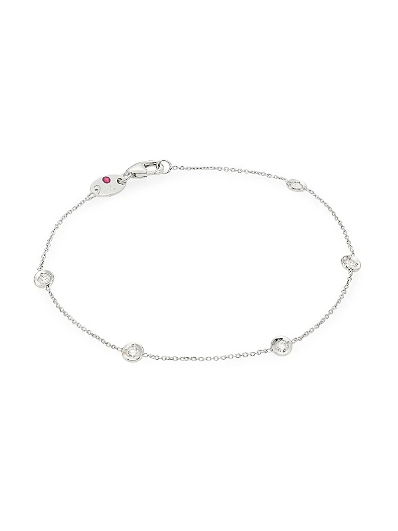 Tiny Treasures 18K White Gold & Diamond Bezel Station Bracelet