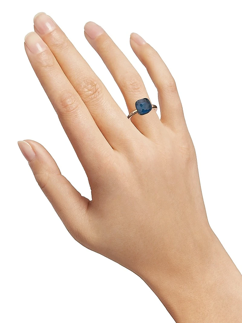 Nudo 18K Rose Gold & London Blue Topaz Petite Square Ring