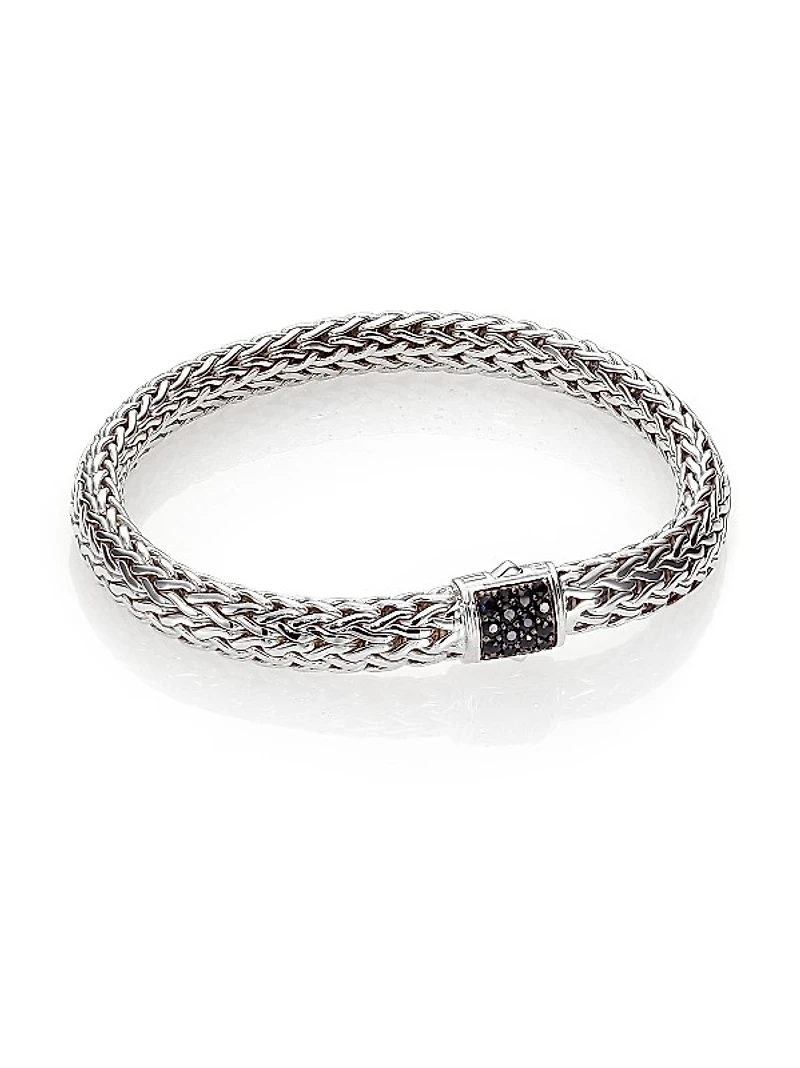 Classic Chain Sterling Silver & Black Sapphire Bracelet
