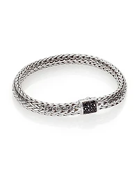 Classic Chain Sterling Silver & Black Sapphire Bracelet