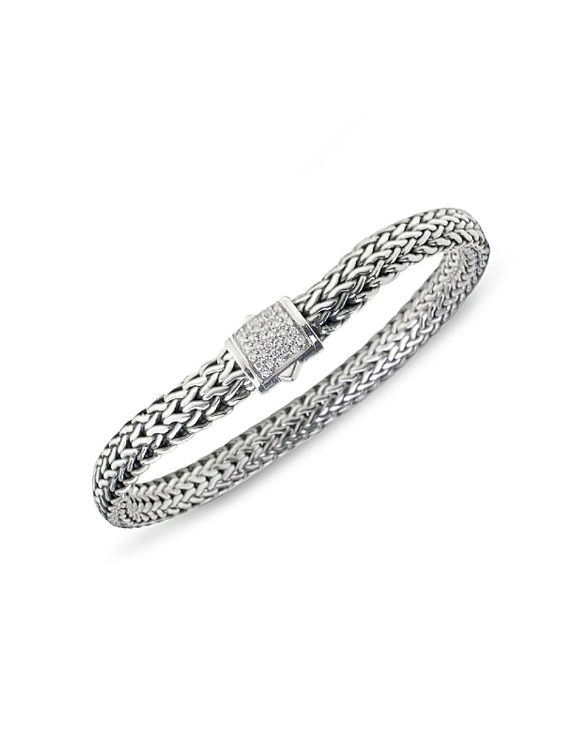 Classic Chain Diamond & Sterling Silver Bracelet