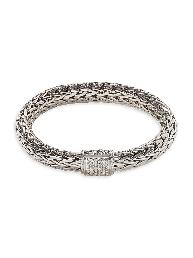 Classic Chain Sterling Silver & 0.62 TCW Diamond Bracelet