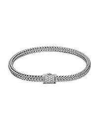 Classic Chain Sterling Silver & 0.17 Diamond Bracelet