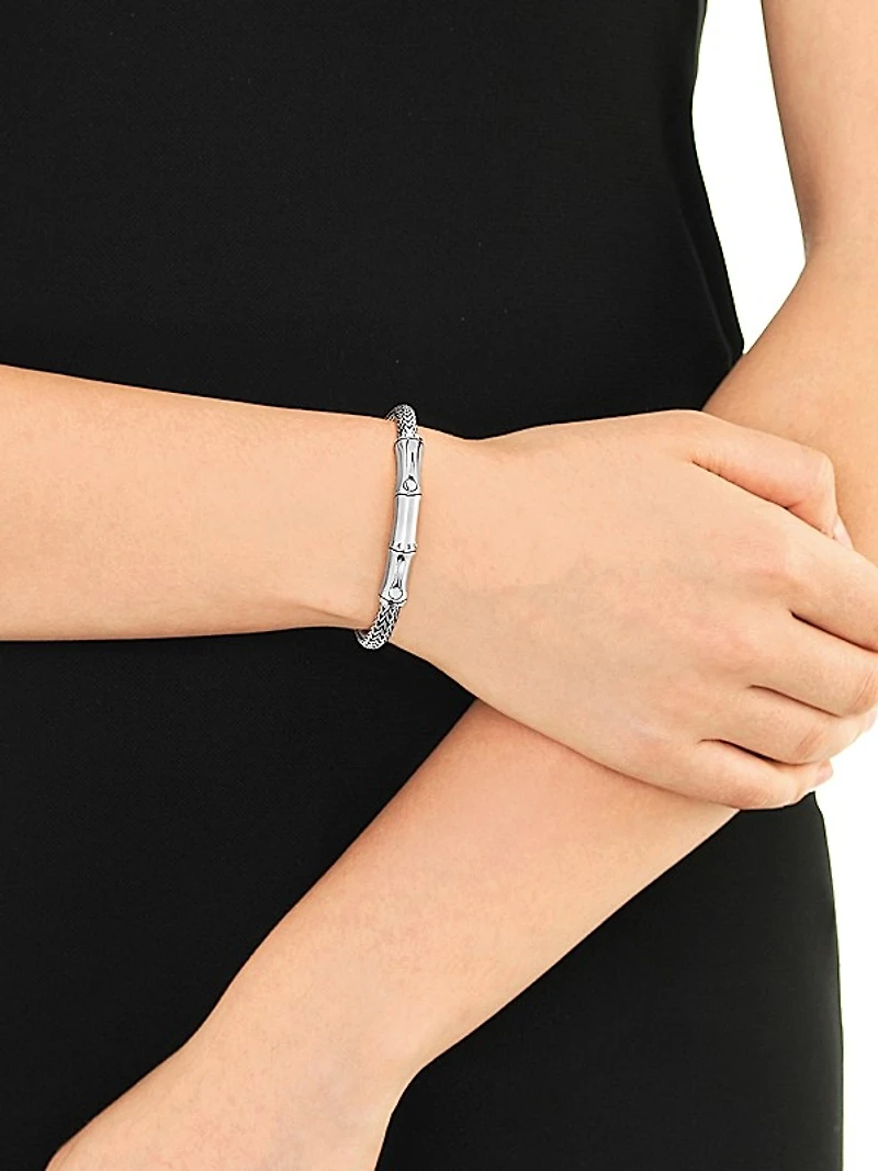 Bamboo Sterling Silver Station Chain Bracelet