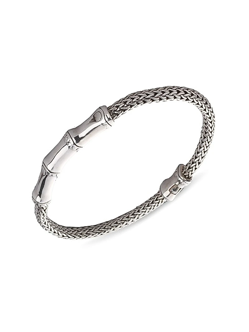 Bamboo Sterling Silver Station Chain Bracelet
