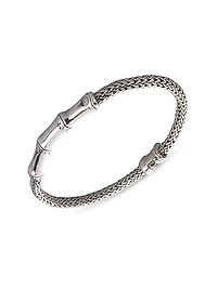Bamboo Sterling Silver Station Chain Bracelet