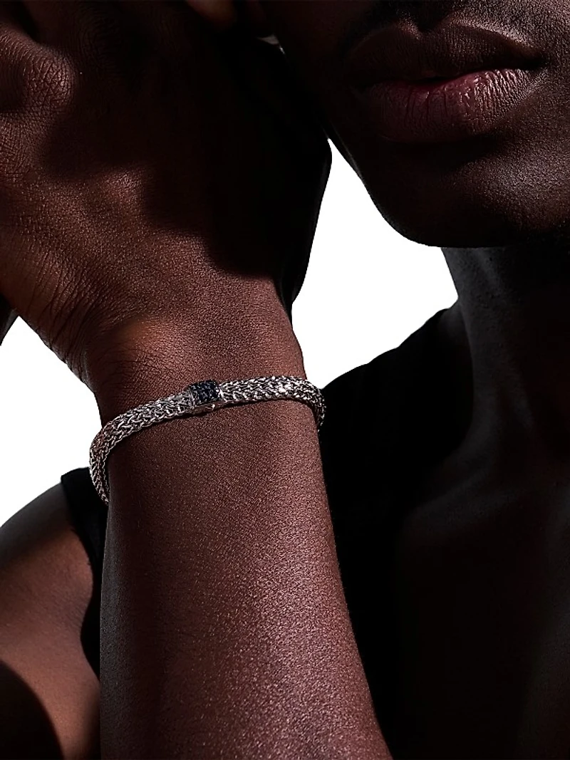 Classic Chain Sterling Silver & Sapphire Bracelet