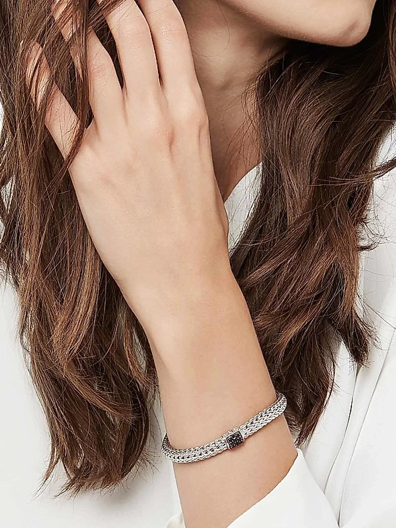 Classic Chain Sterling Silver & Sapphire Bracelet