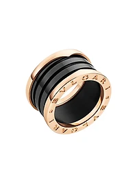 B.zero1 18K Rose Gold & Black Ceramic 4-Band Ring