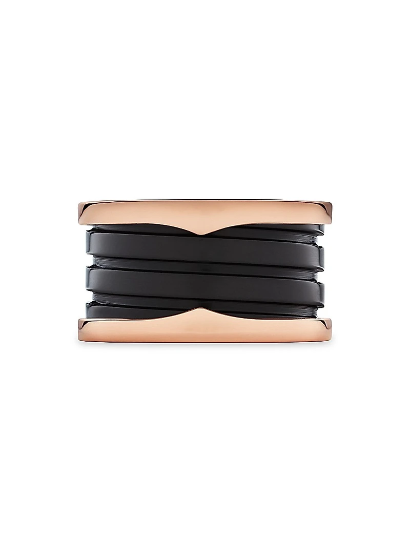 B.zero1 18K Rose Gold & Black Ceramic 4-Band Ring