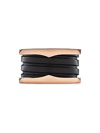 B.zero1 18K Rose Gold & Black Ceramic 4-Band Ring