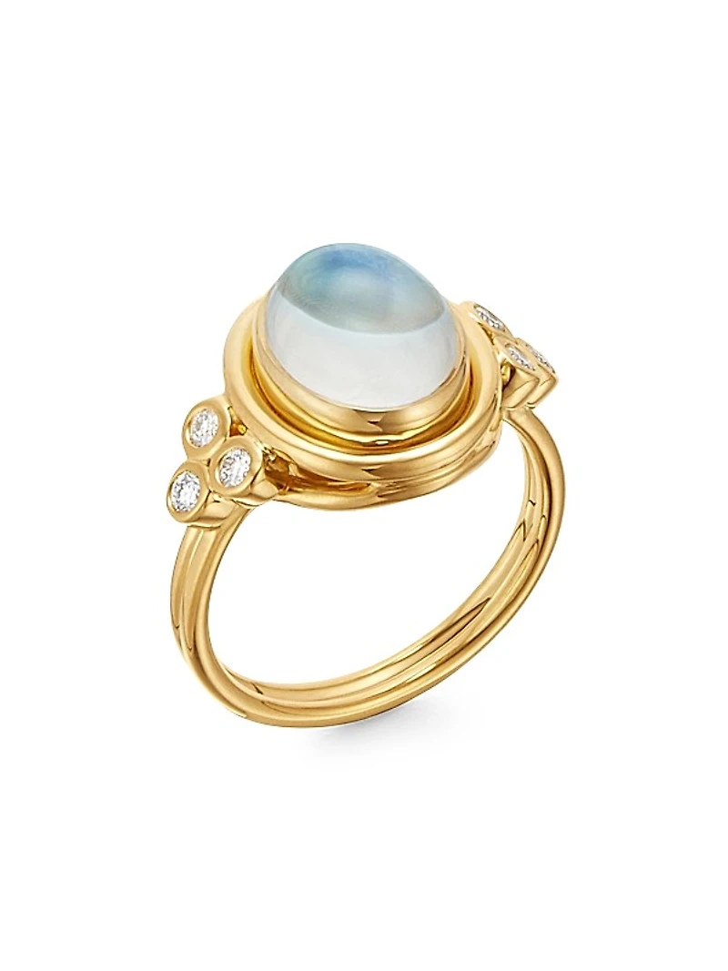 Florence86 Oval Diamond, Royal Blue Moonstone & 18K Yellow Gold Ring