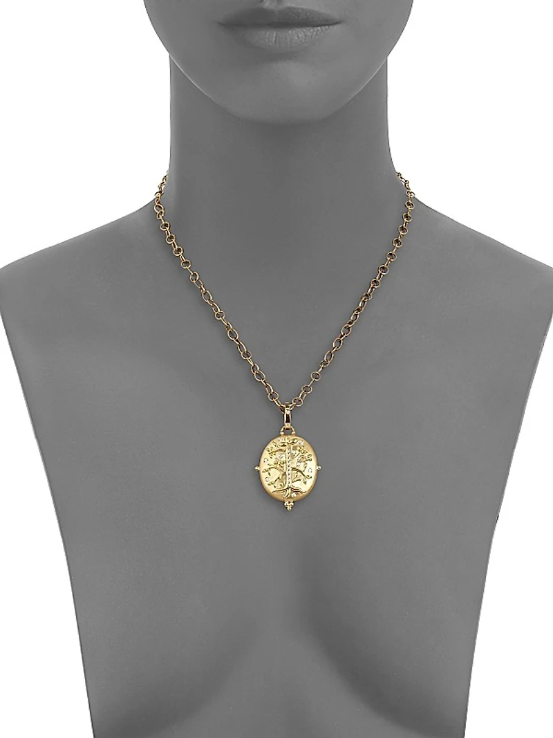 Tree Of Life Diamond & 18K Yellow Gold Locket