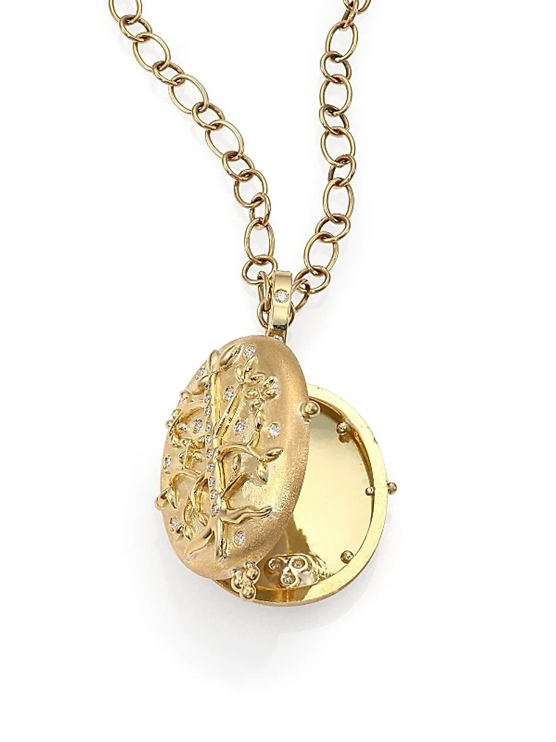 Tree Of Life Diamond & 18K Yellow Gold Locket