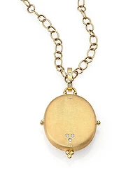 Tree Of Life Diamond & 18K Yellow Gold Locket