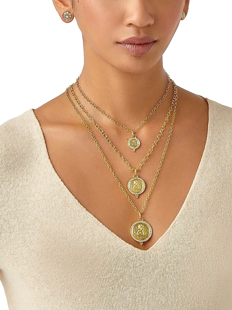 Angel 18K Yellow Gold & Diamond Pendant