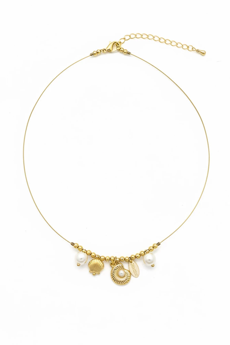FLOATING NECKLACE PIEZAS GOLD Y PERLAS CULTIVADAS